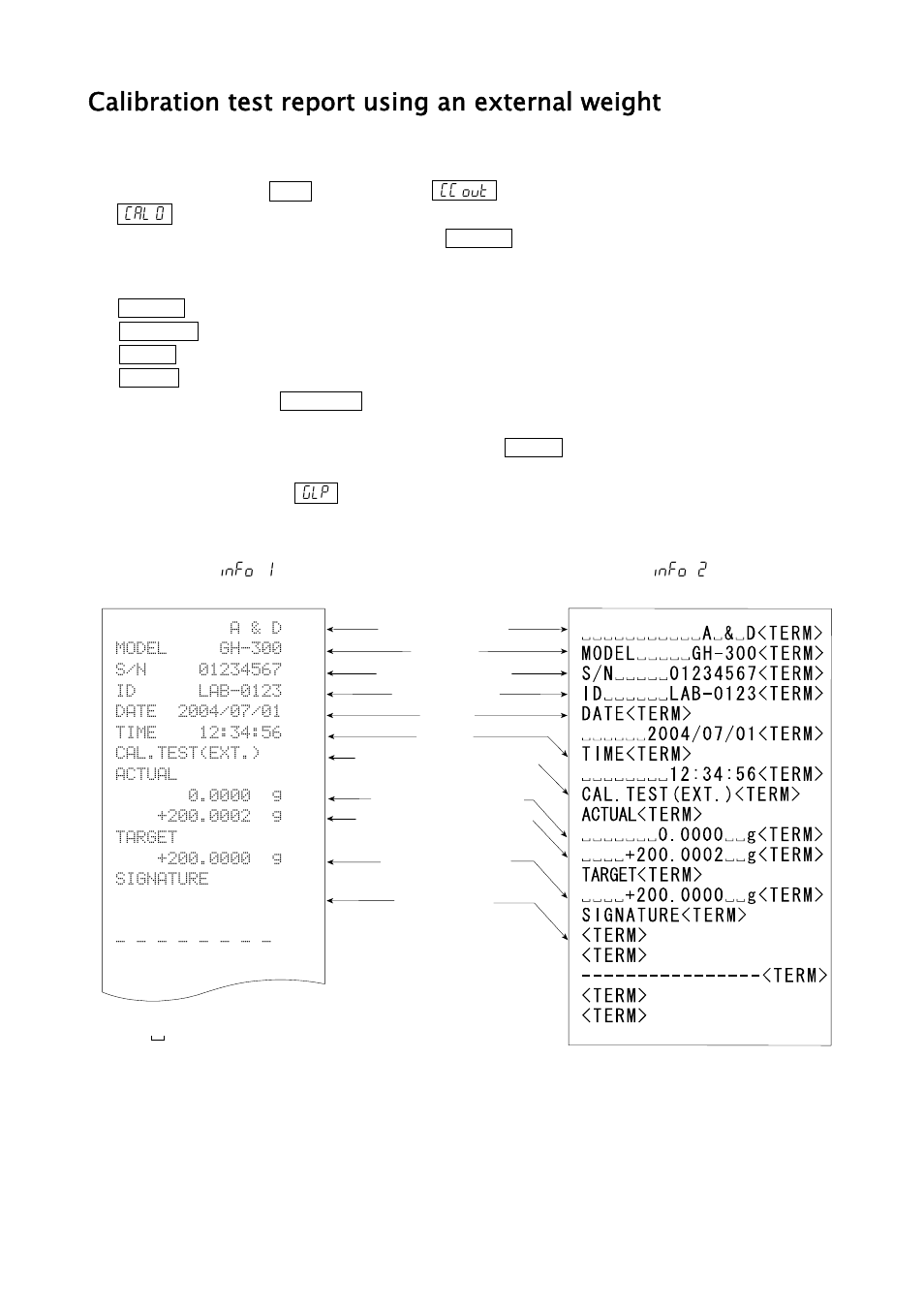 Calibration test report using an external weight | A&D Weighing GH-252 User Manual | Page 52 / 86