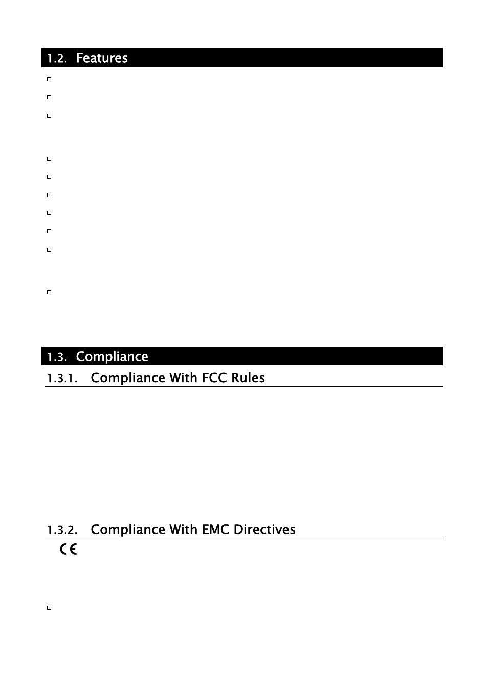 Features, Compliance, Compliance with fcc rules | Compliance with emc directives | A&D Weighing GH-252 User Manual | Page 6 / 86