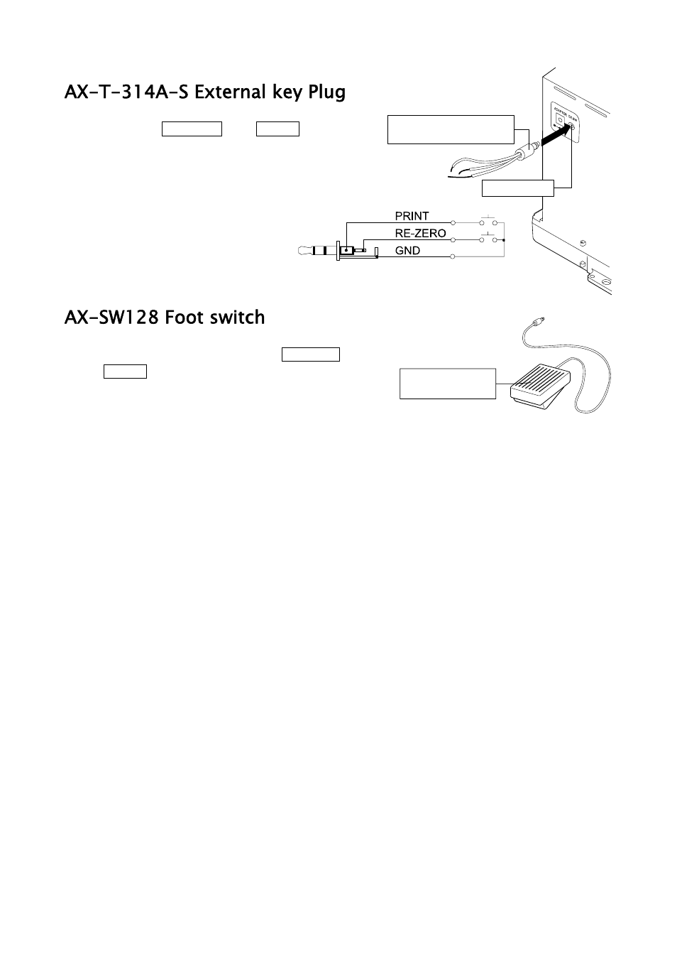 Ax-t-314a-s external key plug, Ax-sw128 foot switch | A&D Weighing GH-252 User Manual | Page 80 / 86