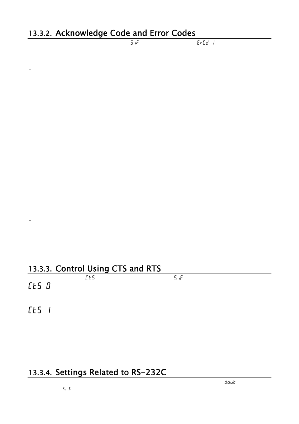 Acknowledge code and error codes, Control using cts and rts, Ct5 0 | Ct5 1, Settings related to rs-232c | A&D Weighing HR-202i User Manual | Page 47 / 62