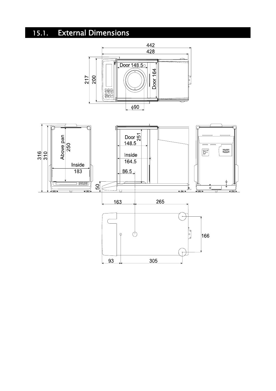 External dimensions | A&D Weighing HR-202i User Manual | Page 56 / 62