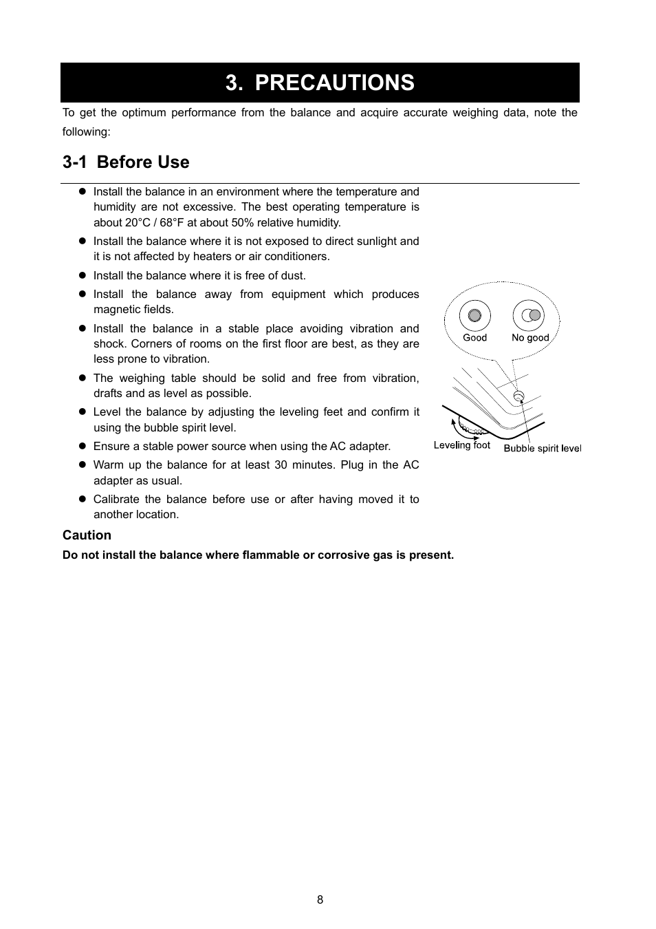 Precautions, 1 before use | A&D Weighing GX-8000 User Manual | Page 10 / 92