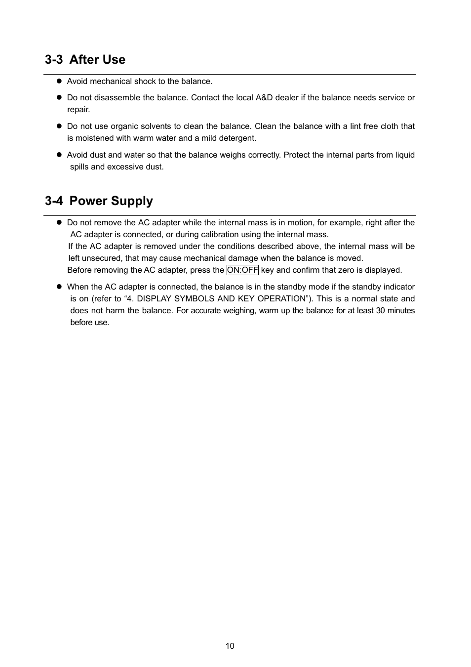 3 after use, 4 power supply | A&D Weighing GX-8000 User Manual | Page 12 / 92