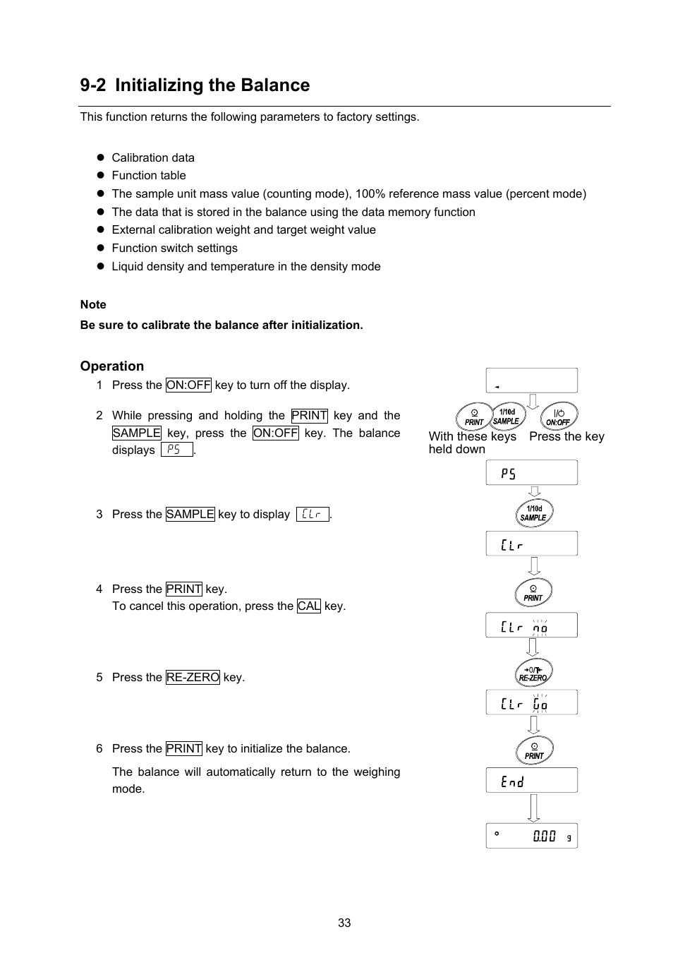 2 initializing the balance | A&D Weighing GX-8000 User Manual | Page 35 / 92