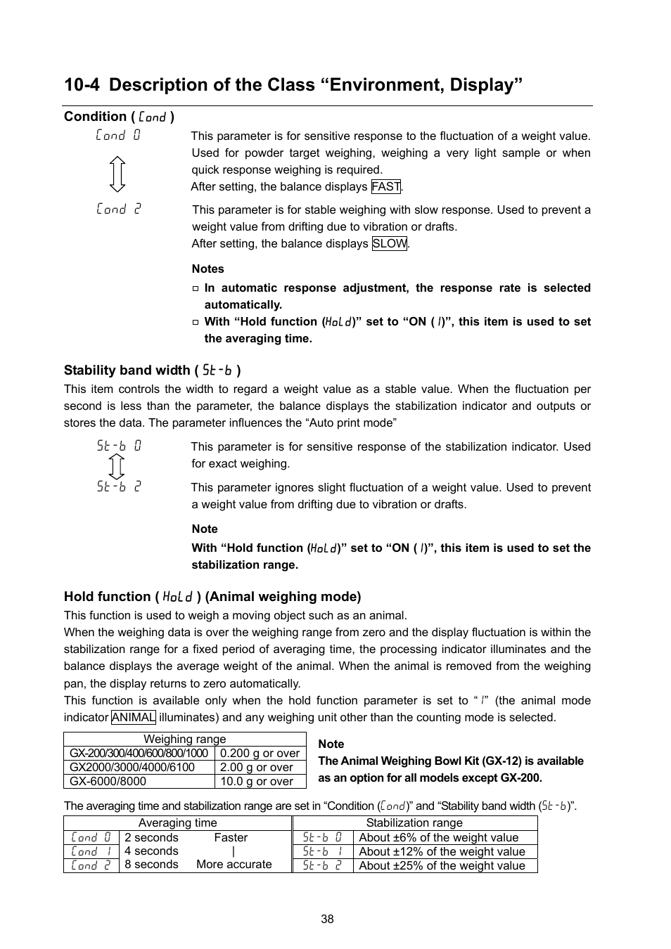 4 description of the class “environment, display | A&D Weighing GX-8000 User Manual | Page 40 / 92