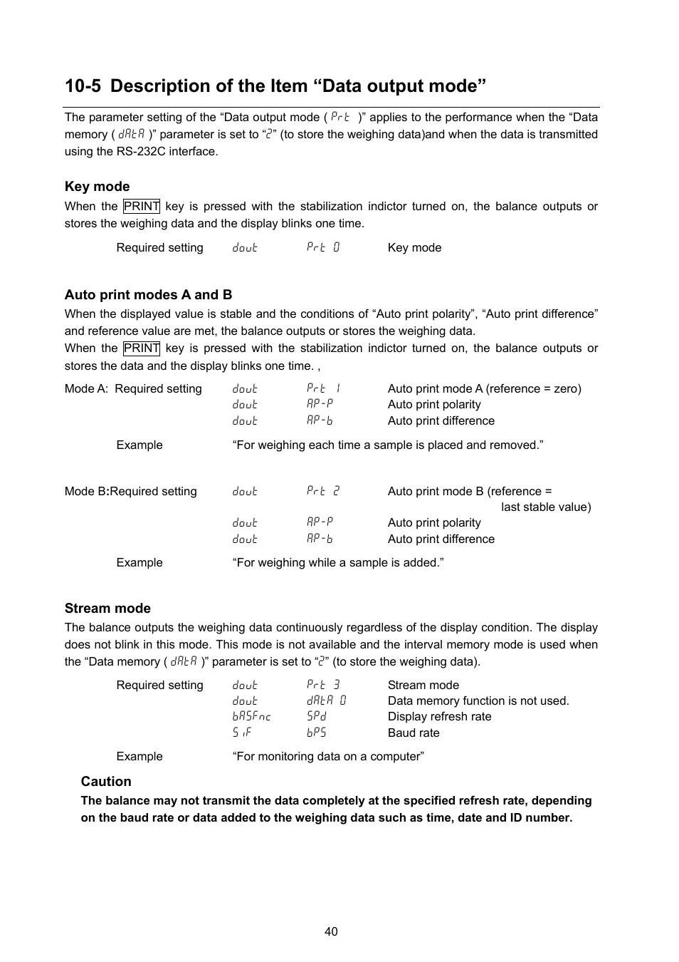 5 description of the item “data output mode | A&D Weighing GX-8000 User Manual | Page 42 / 92