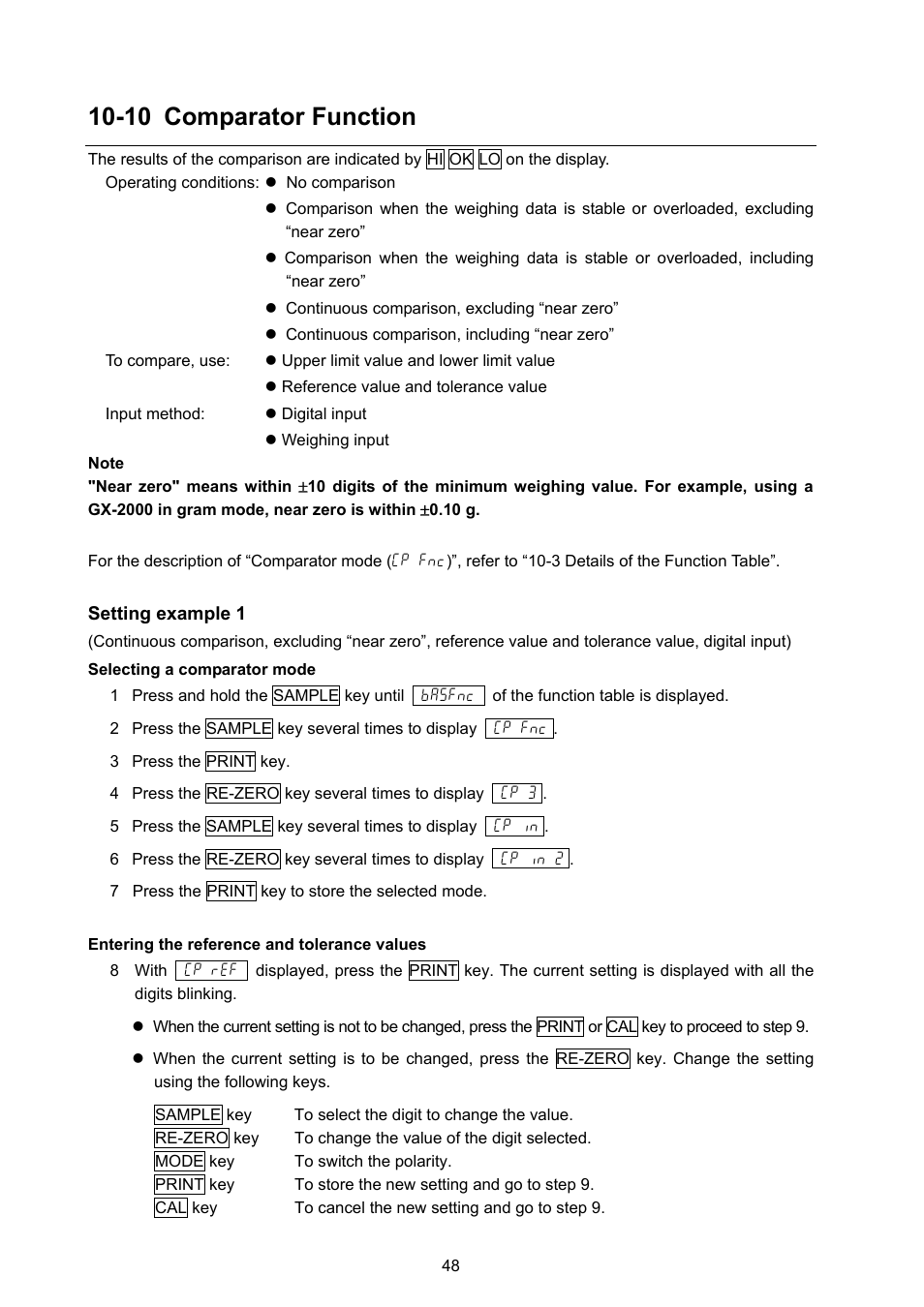 10 comparator function | A&D Weighing GX-8000 User Manual | Page 50 / 92