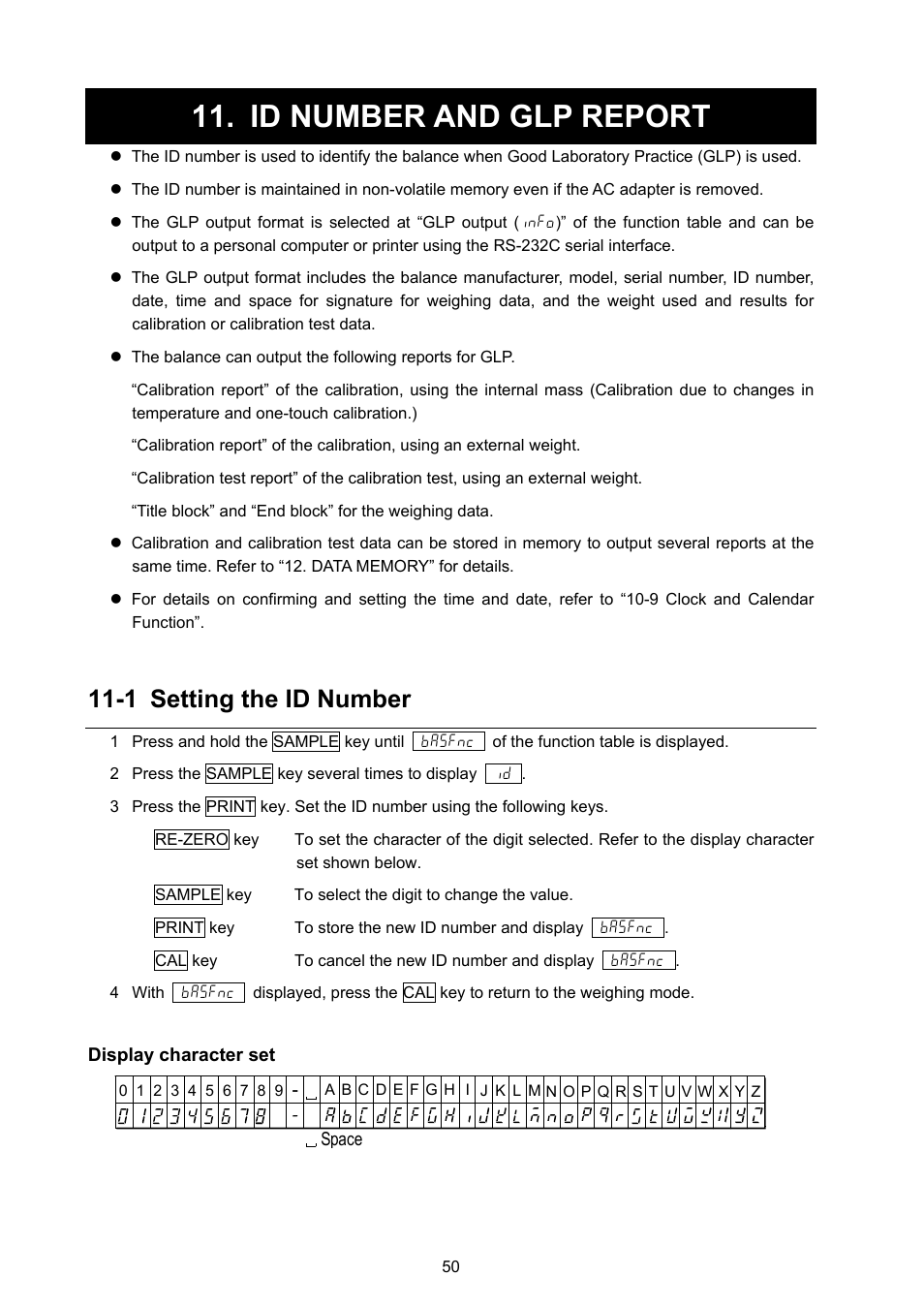 Id number and glp report, 1 setting the id number | A&D Weighing GX-8000 User Manual | Page 52 / 92