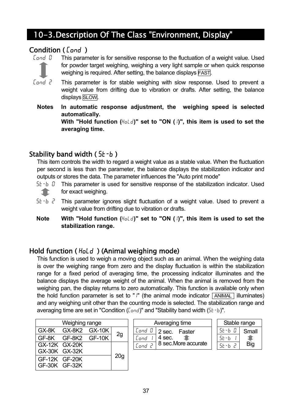 3. description of the class "environment, display | A&D Weighing GF-32K User Manual | Page 39 / 104