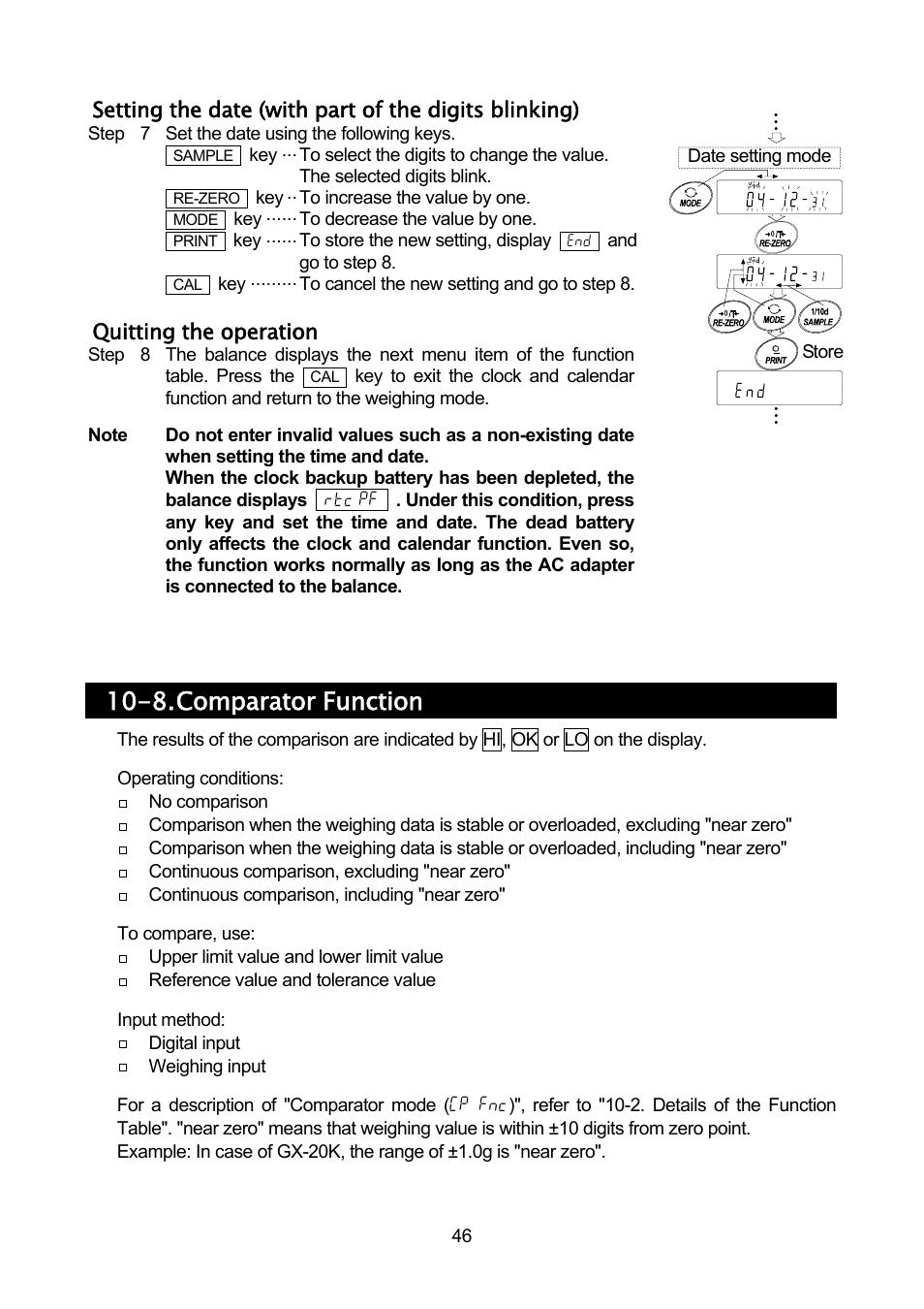 8. comparator function | A&D Weighing GF-32K User Manual | Page 48 / 104