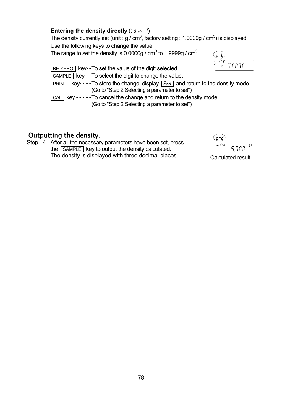 Outputting the density | A&D Weighing GF-32K User Manual | Page 80 / 104