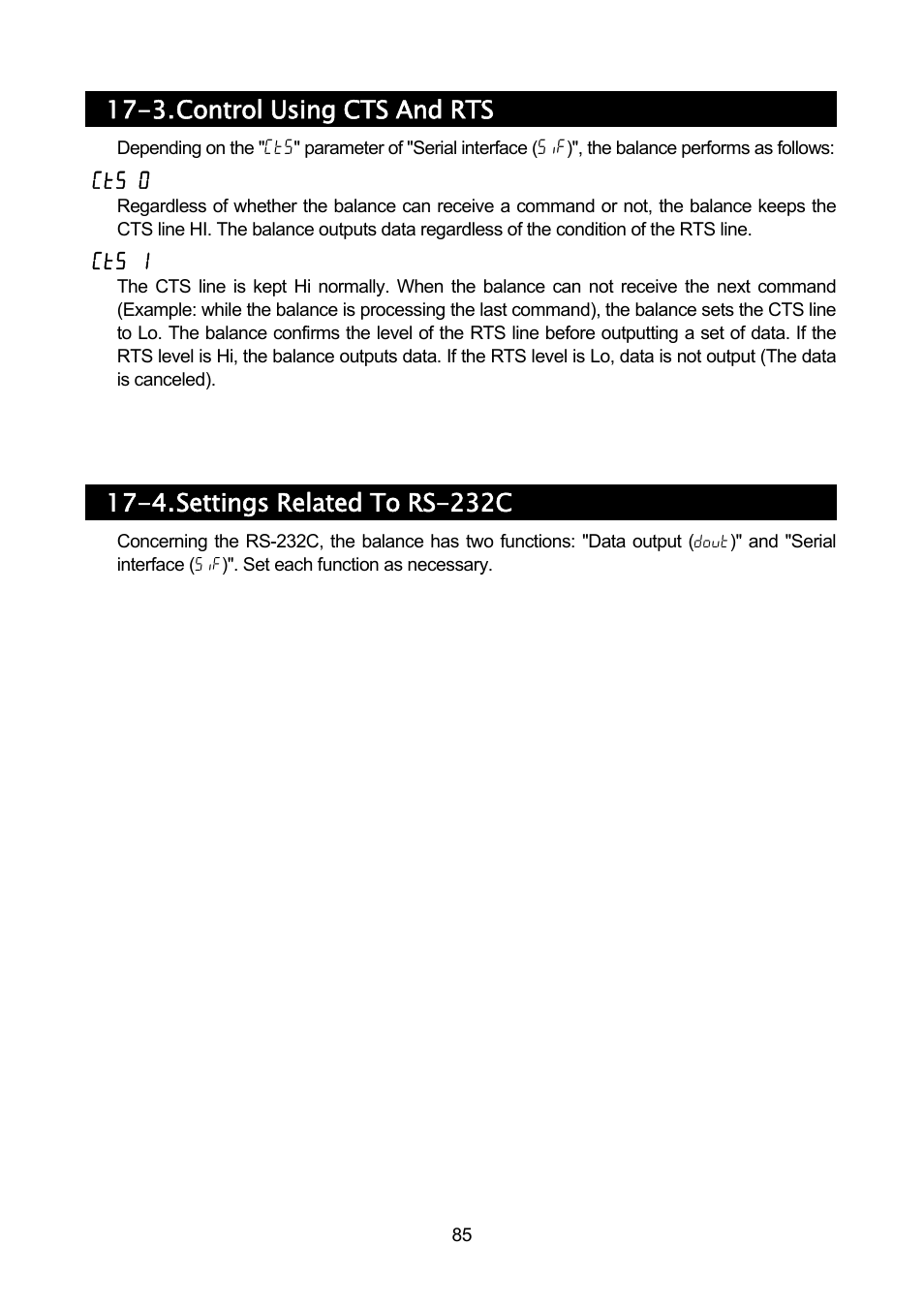 3. control using cts and rts, 4. settings related to rs-232c | A&D Weighing GF-32K User Manual | Page 87 / 104