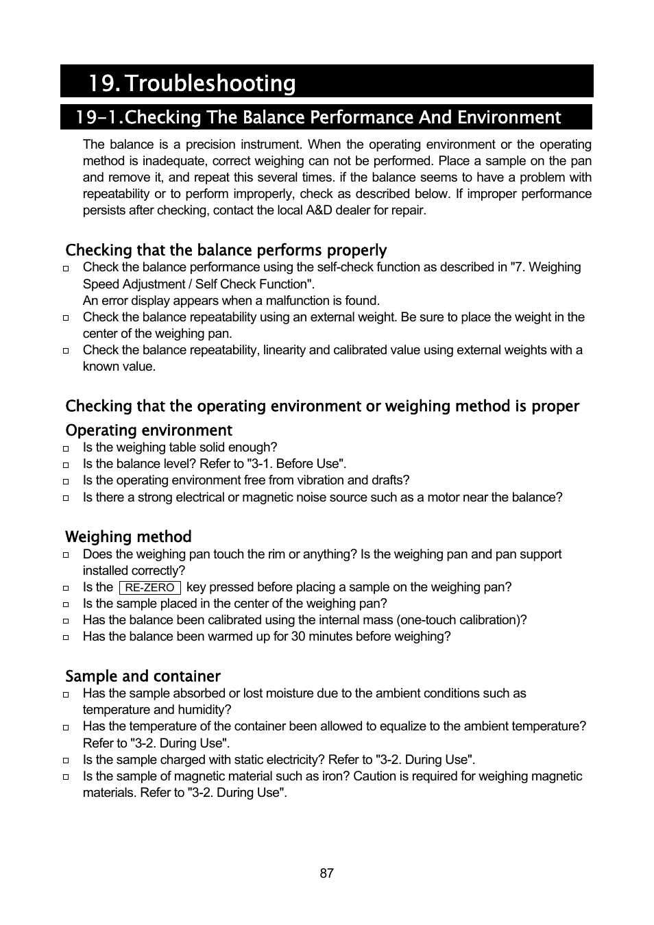 Troubleshooting | A&D Weighing GF-32K User Manual | Page 89 / 104