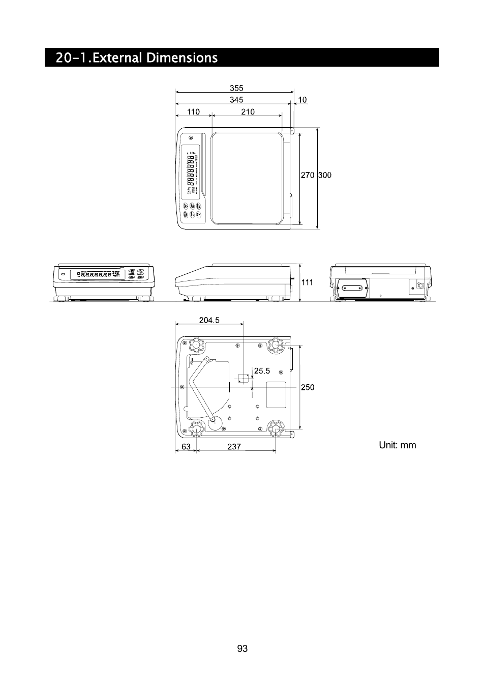 1. external dimensions | A&D Weighing GF-32K User Manual | Page 95 / 104