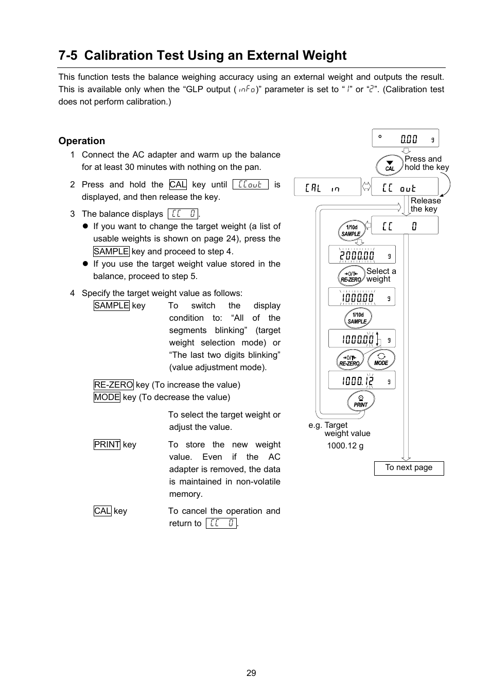 5 calibration test using an external weight | A&D Weighing FX-3000i User Manual | Page 31 / 74