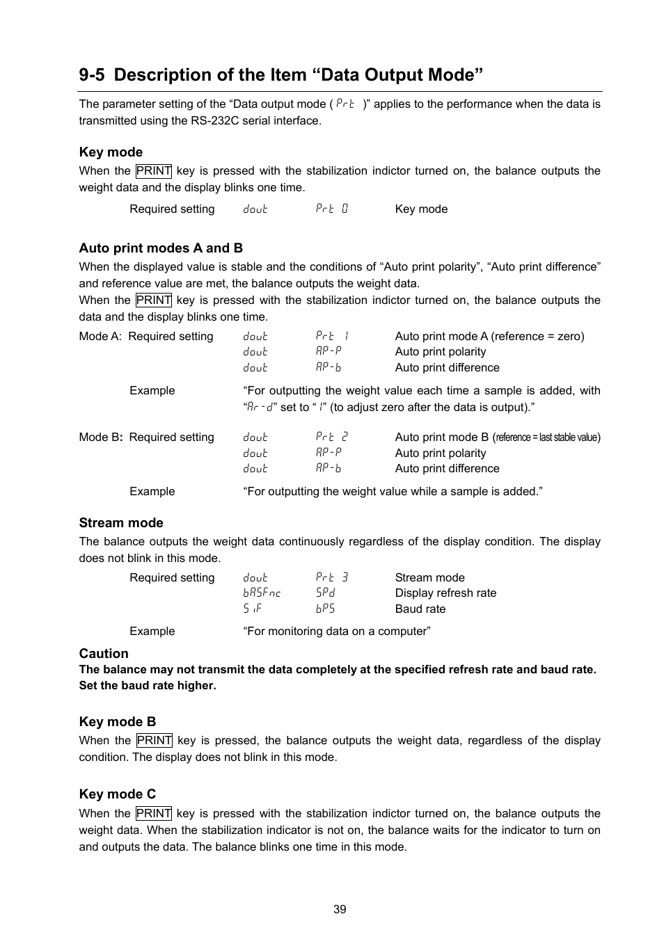 5 description of the item “data output mode | A&D Weighing FX-3000i User Manual | Page 41 / 74