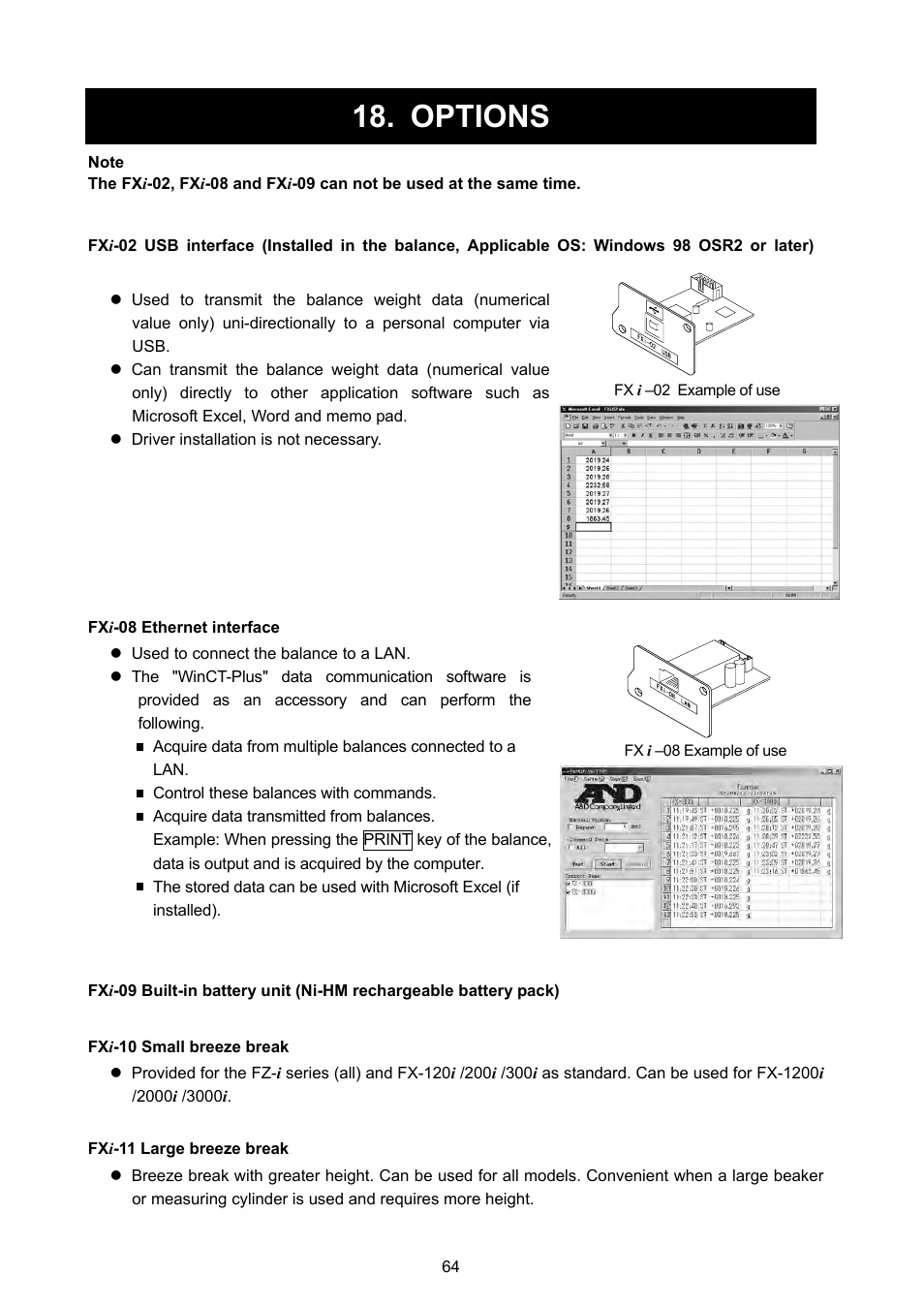 Options | A&D Weighing FX-3000i User Manual | Page 66 / 74