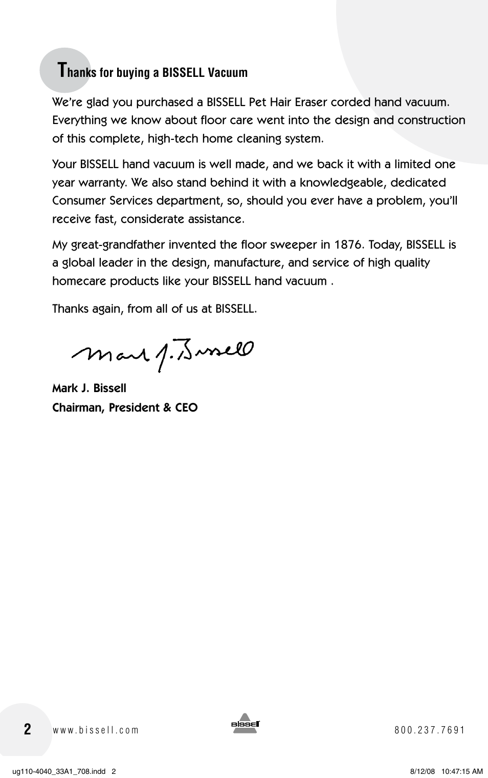 Bissell 33A1 User Manual | Page 2 / 8