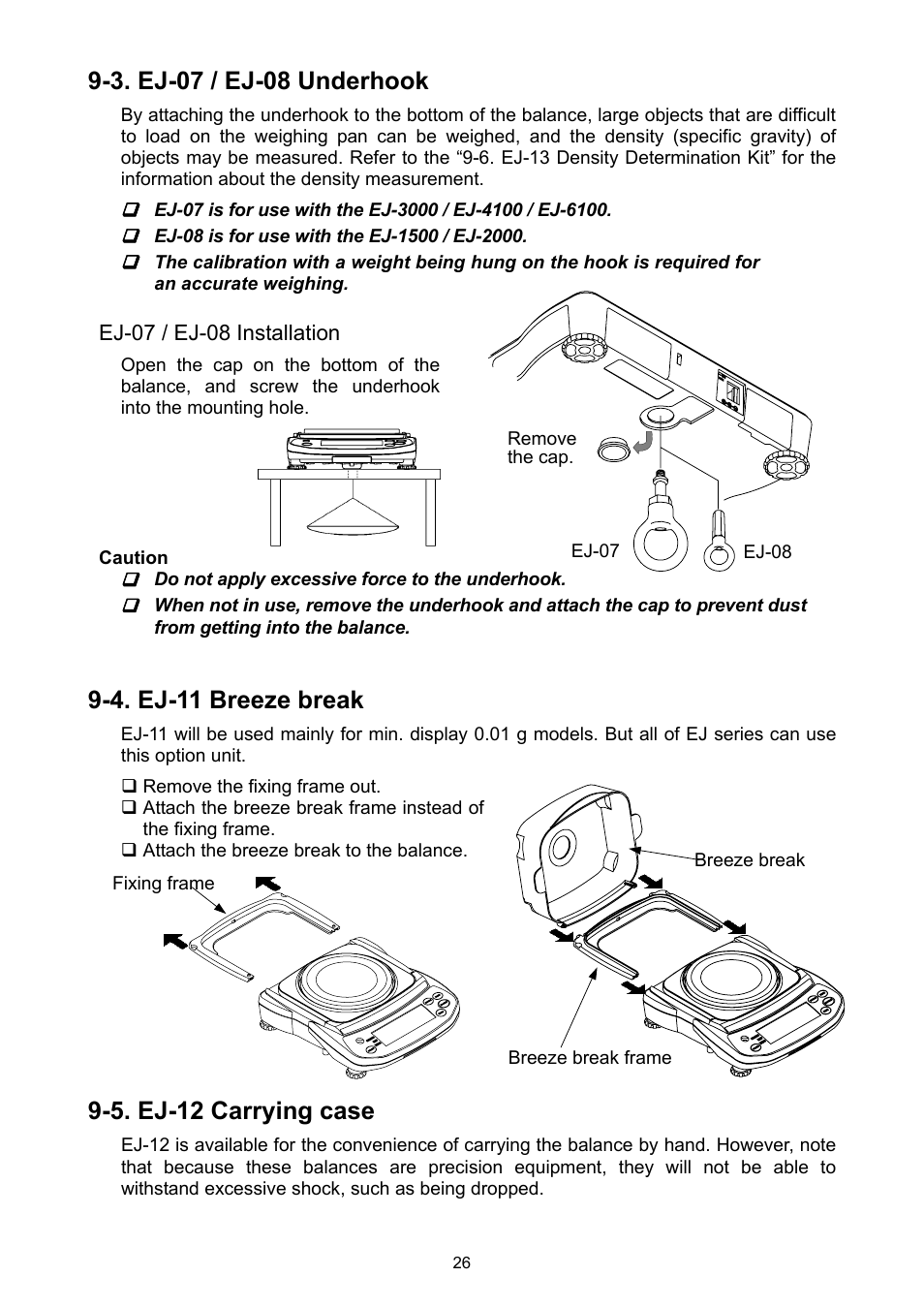 4. ej-11 breeze break, 5. ej-12 carrying case | A&D Weighing EJ-1500 User Manual | Page 28 / 42