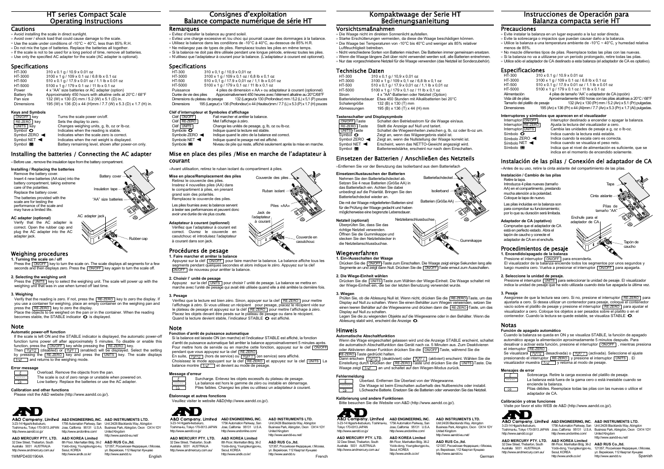 A&D Weighing HT-5000 User Manual | 2 pages