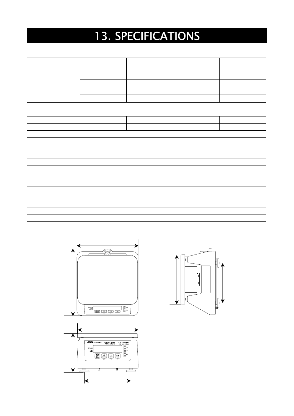 Specifications | A&D Weighing SJ-30KWP User Manual | Page 27 / 32