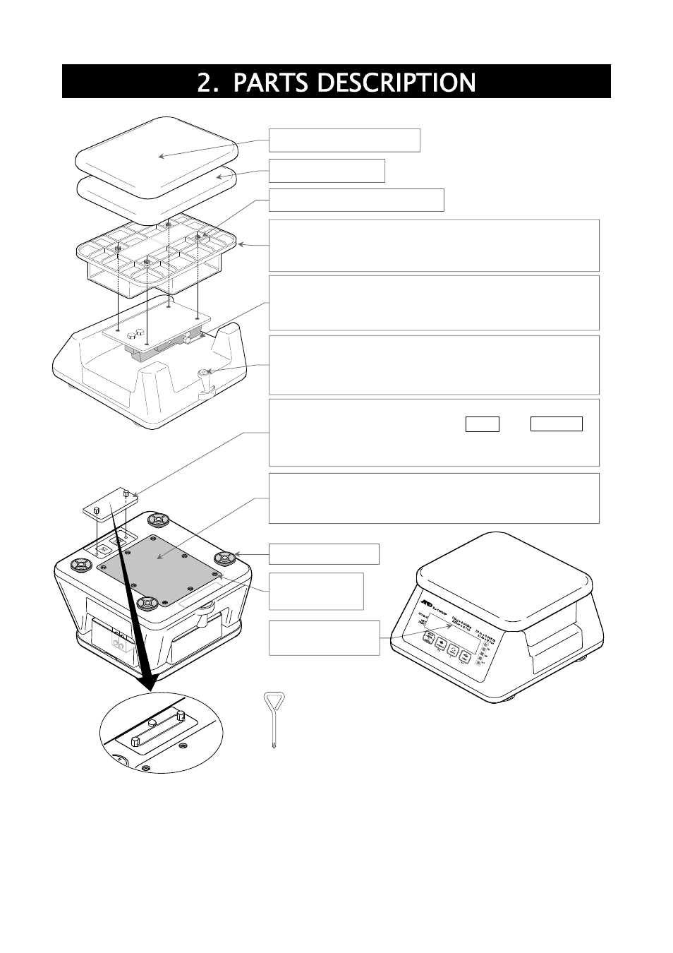 Parts description | A&D Weighing SJ-30KWP User Manual | Page 5 / 32