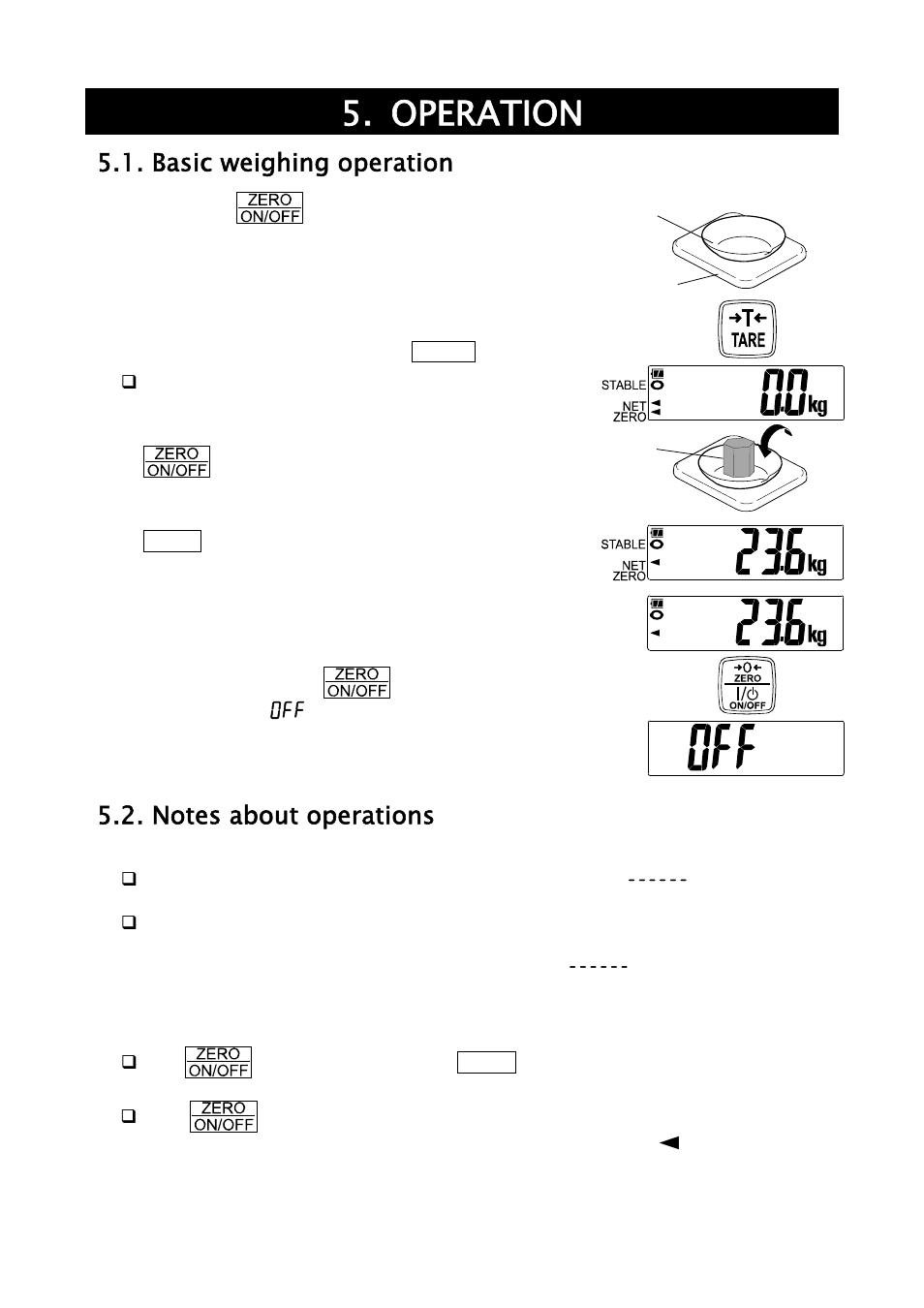 Operation, Basic weighing operation | A&D Weighing SJ-30KWP User Manual | Page 9 / 32