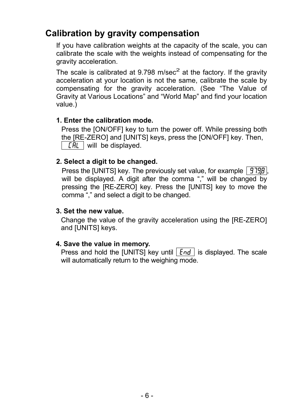 Calibration by gravity compensation | A&D Weighing SK-30K User Manual | Page 7 / 10