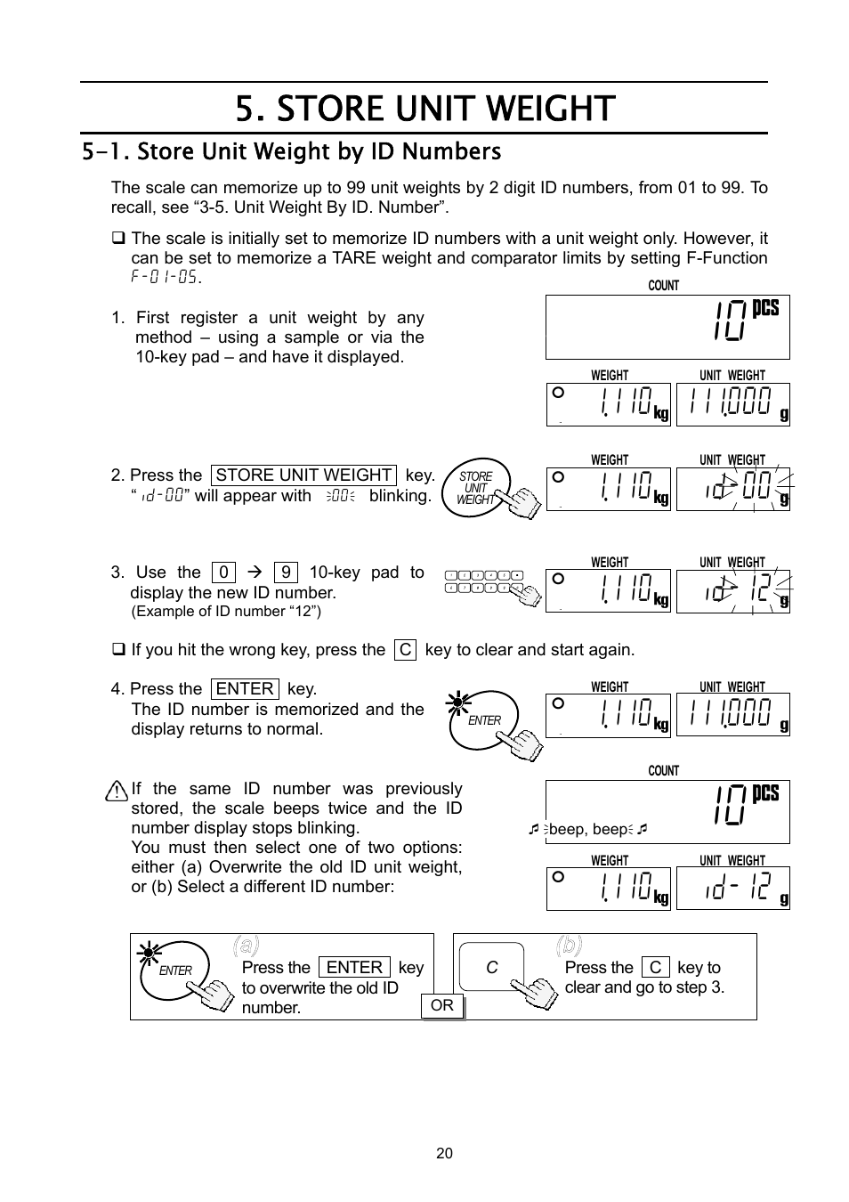 Store unit weight, 1id-12, 1id-00 | A&D Weighing HC-3Ki User Manual | Page 22 / 60