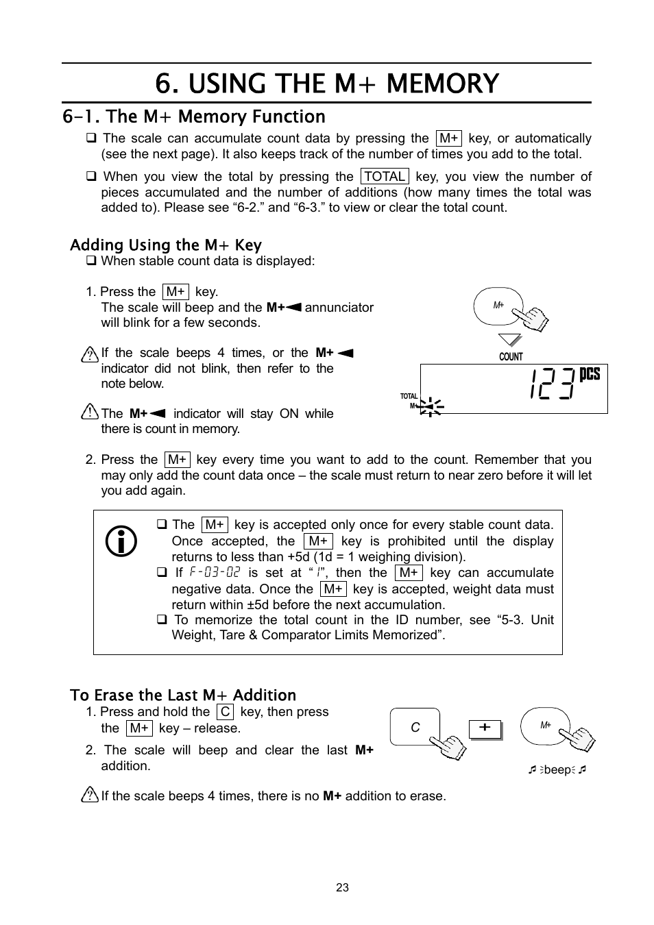 Adding using the m+ key | A&D Weighing HC-3Ki User Manual | Page 25 / 60