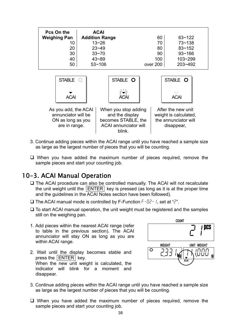 3. acai manual operation | A&D Weighing HC-3Ki User Manual | Page 40 / 60