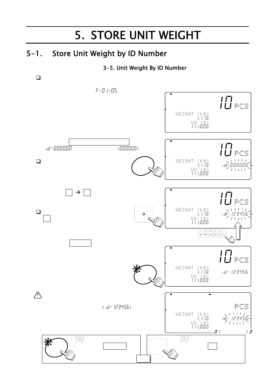 Store unit weight, 881 pcs, 1. store unit weight by id number | A&D Weighing FC-500Si User Manual | Page 23 / 86