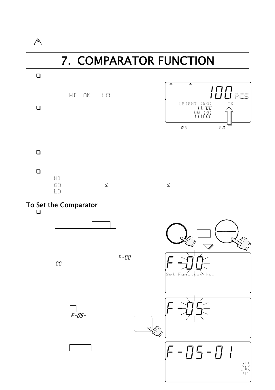 F-05-01, F-00 0, F-05 -00 | Comparator function, 881 pcs | A&D Weighing FC-500Si User Manual | Page 30 / 86