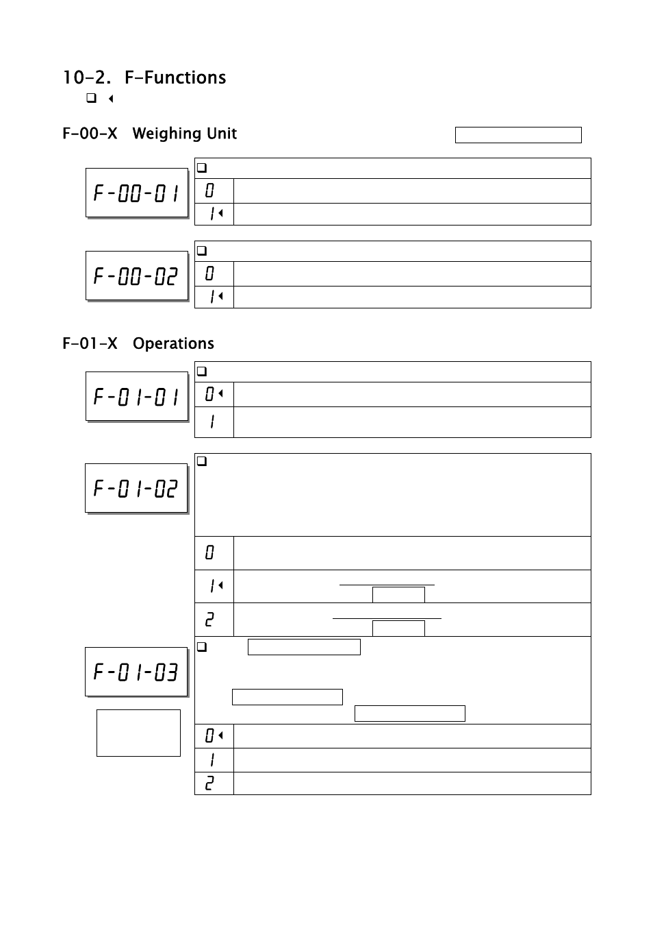 F-00-01, F-00-02, 2. f-functions | A&D Weighing FC-500Si User Manual | Page 38 / 86