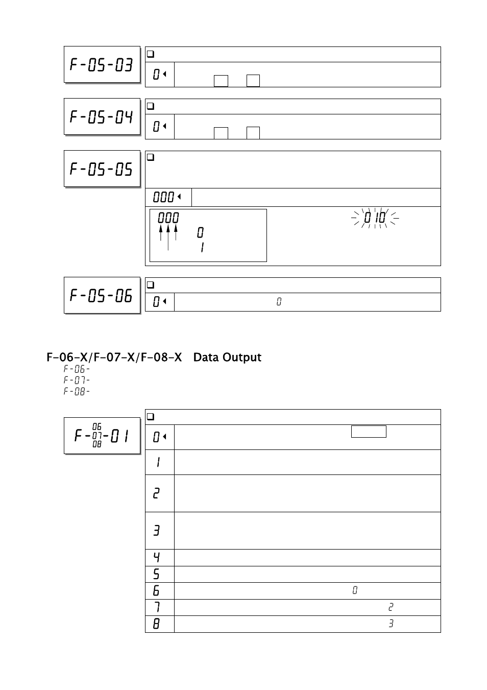 F-05-05, F-05-06, F- x-01 | A&D Weighing FC-500Si User Manual | Page 42 / 86