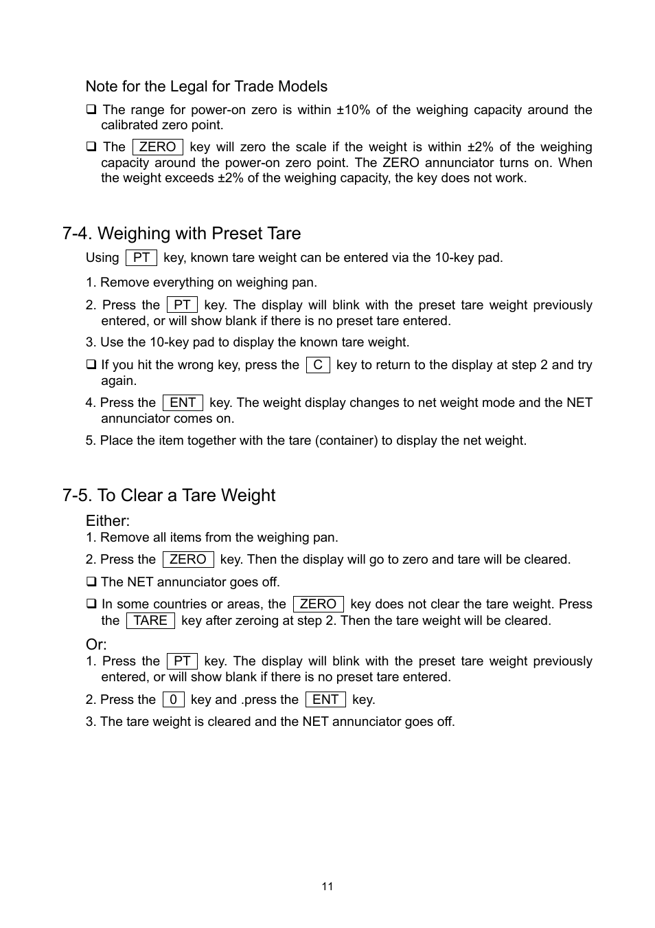 4. weighing with preset tare, 5. to clear a tare weight | A&D Weighing FS-30Ki User Manual | Page 13 / 36