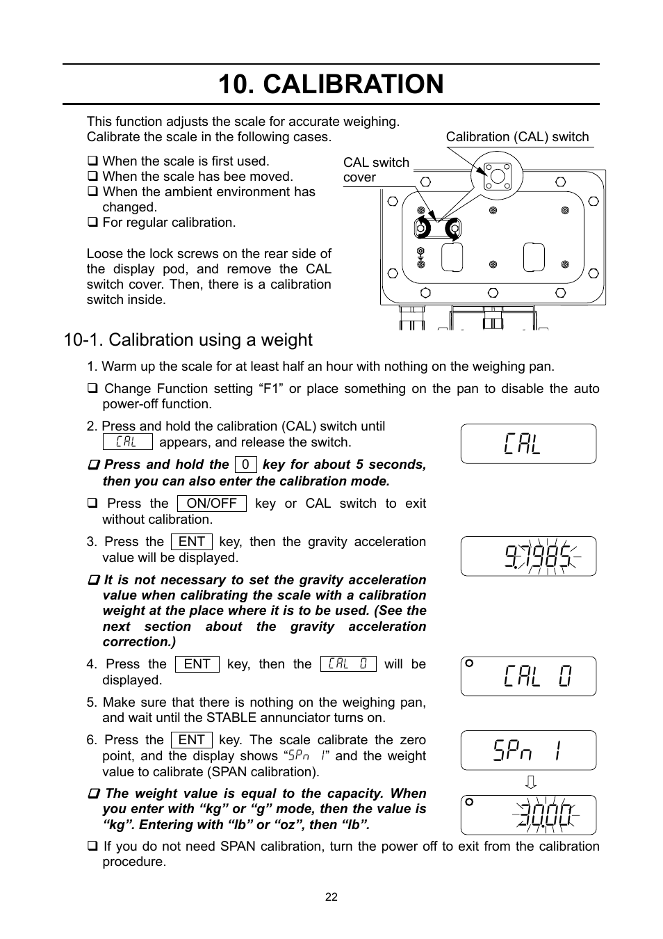 Calibration | A&D Weighing FS-30Ki User Manual | Page 24 / 36