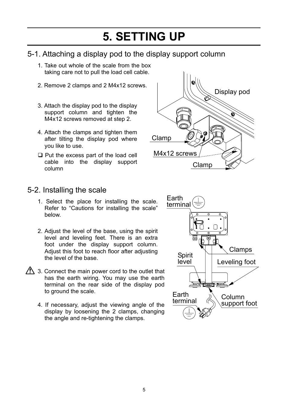 Setting up, 2. installing the scale | A&D Weighing FS-30Ki User Manual | Page 7 / 36