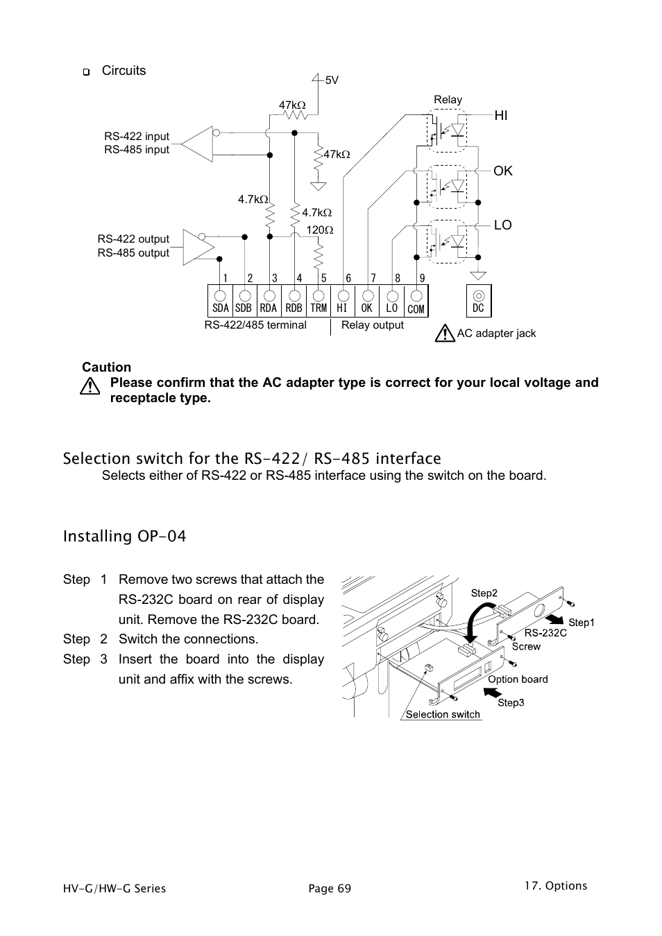 Installing op-04 | A&D Weighing HW-1200KGV3 User Manual | Page 71 / 86