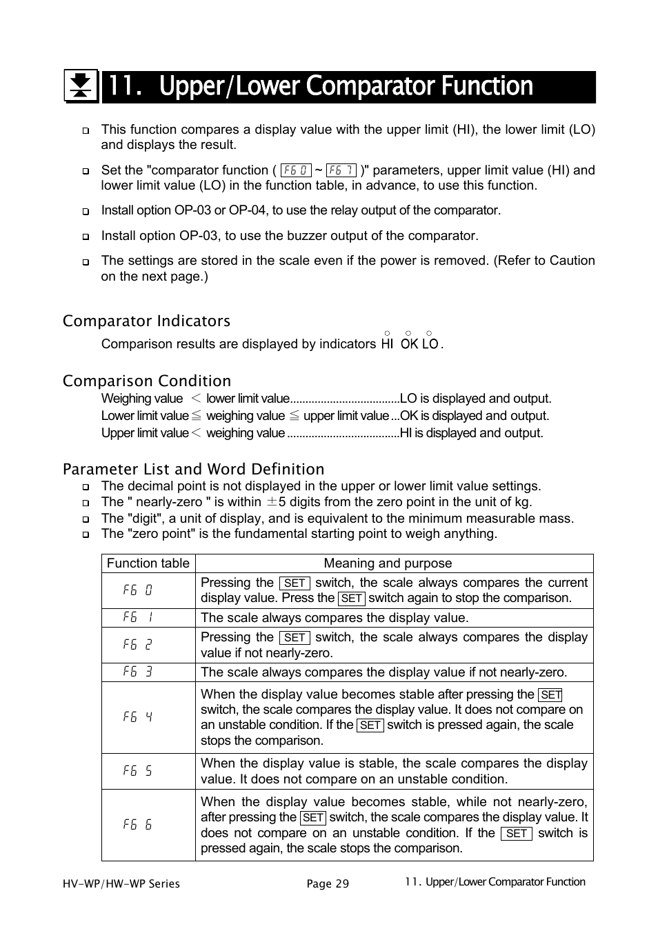 Upper/lower comparator function | A&D Weighing HW-200KV-WP User Manual | Page 31 / 74