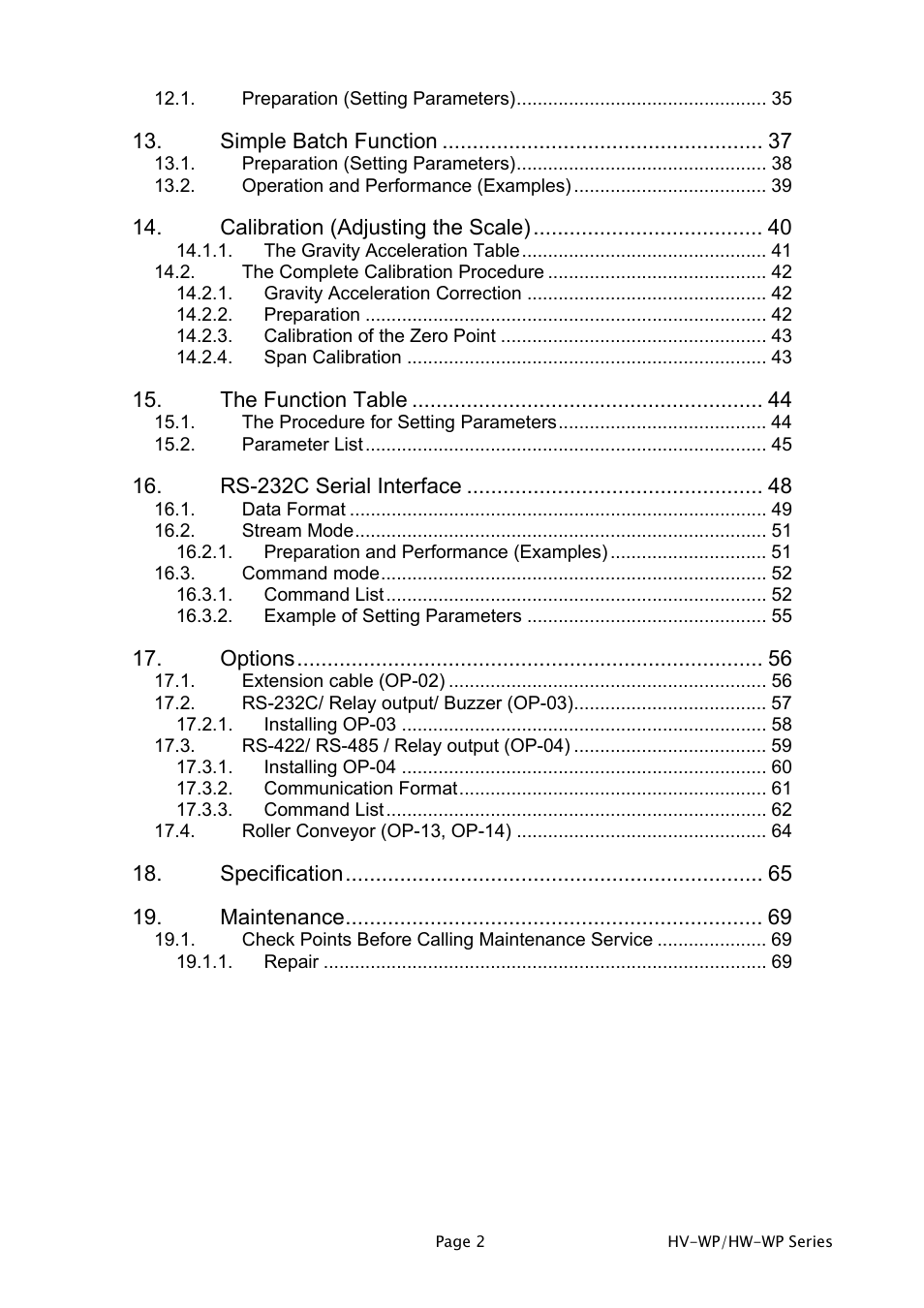 A&D Weighing HW-200KV-WP User Manual | Page 4 / 74