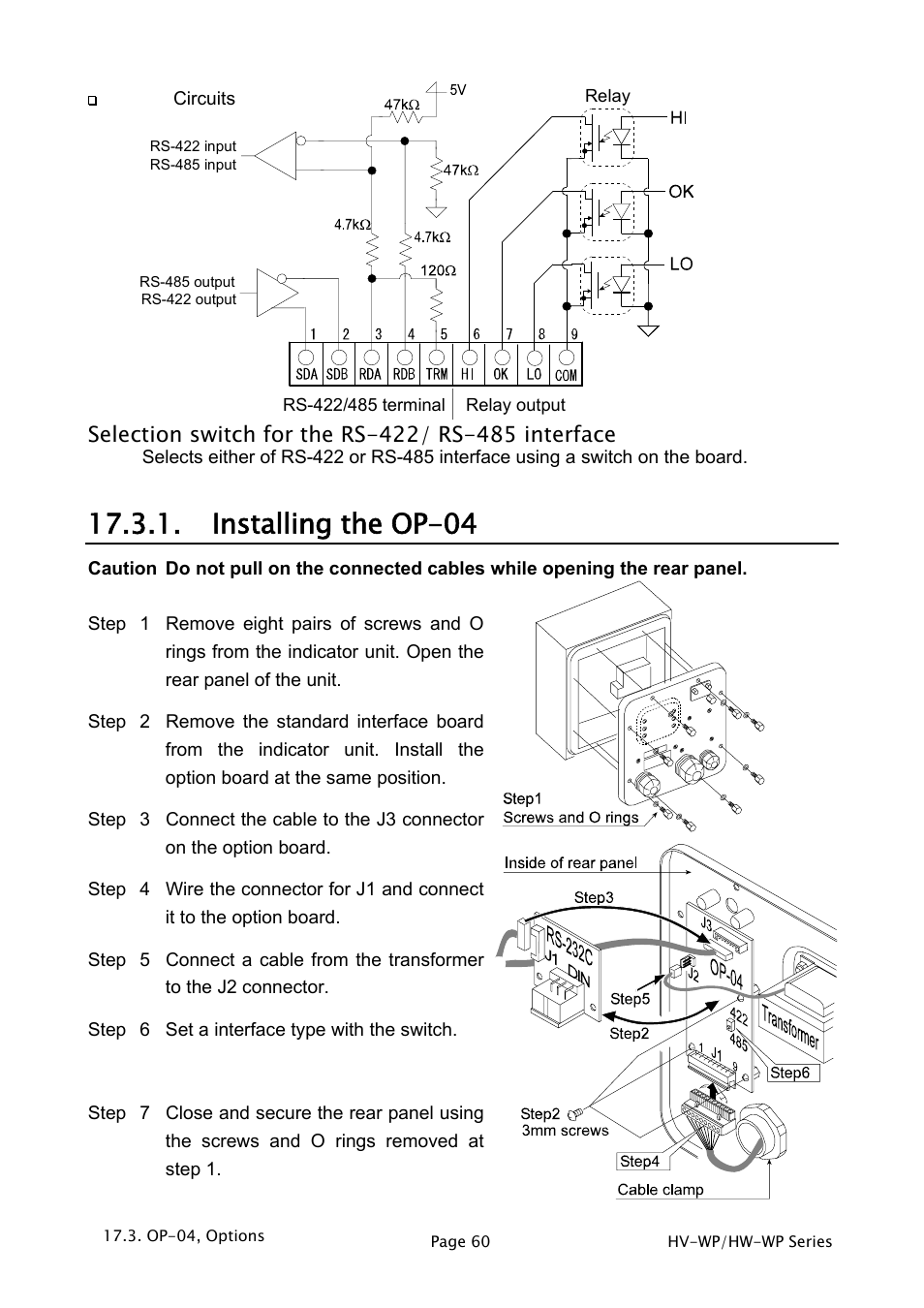 Installing the op-04 | A&D Weighing HW-200KV-WP User Manual | Page 62 / 74