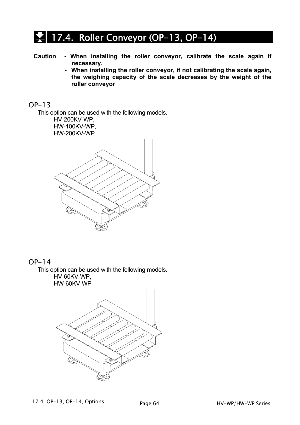 Roller conveyor (op-13, op-14) | A&D Weighing HW-200KV-WP User Manual | Page 66 / 74