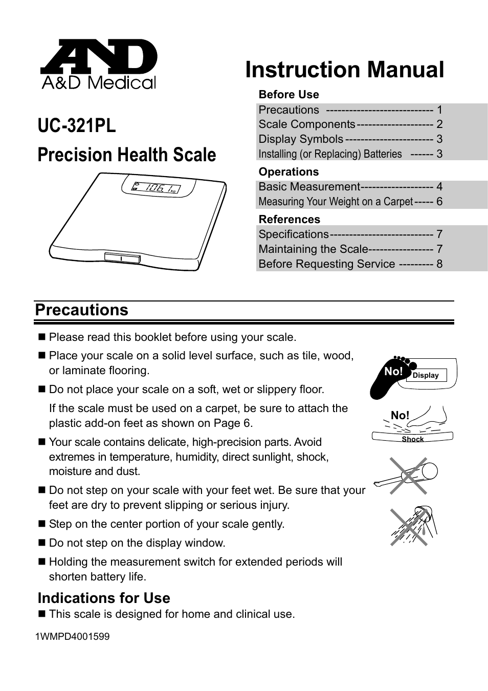 A&D Weighing UC-321PL User Manual | 8 pages