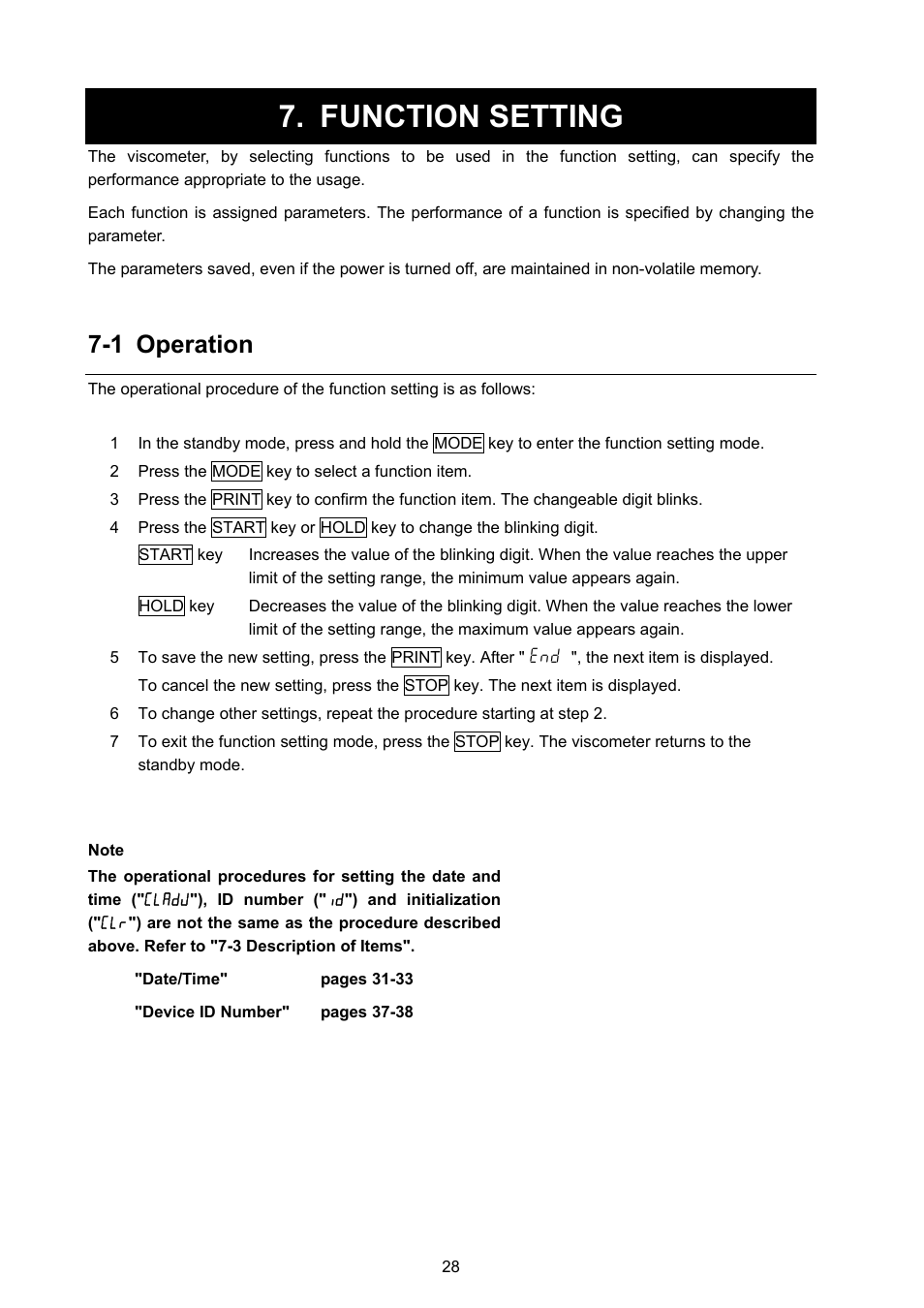 Function setting, 1 operation | A&D Weighing SV-100 User Manual | Page 30 / 66
