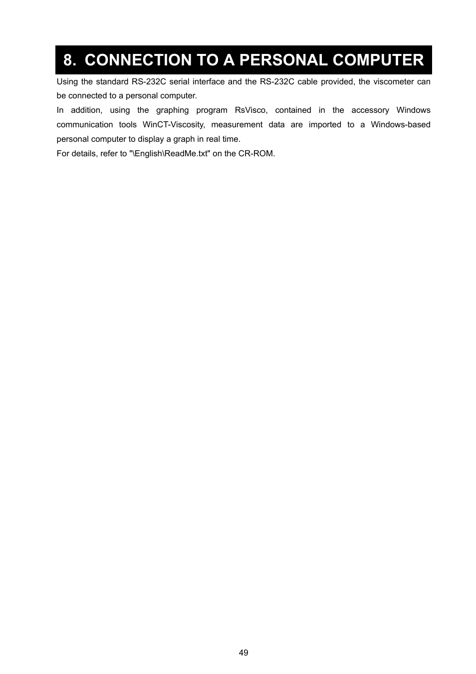 Connection to a personal computer | A&D Weighing SV-100 User Manual | Page 51 / 66