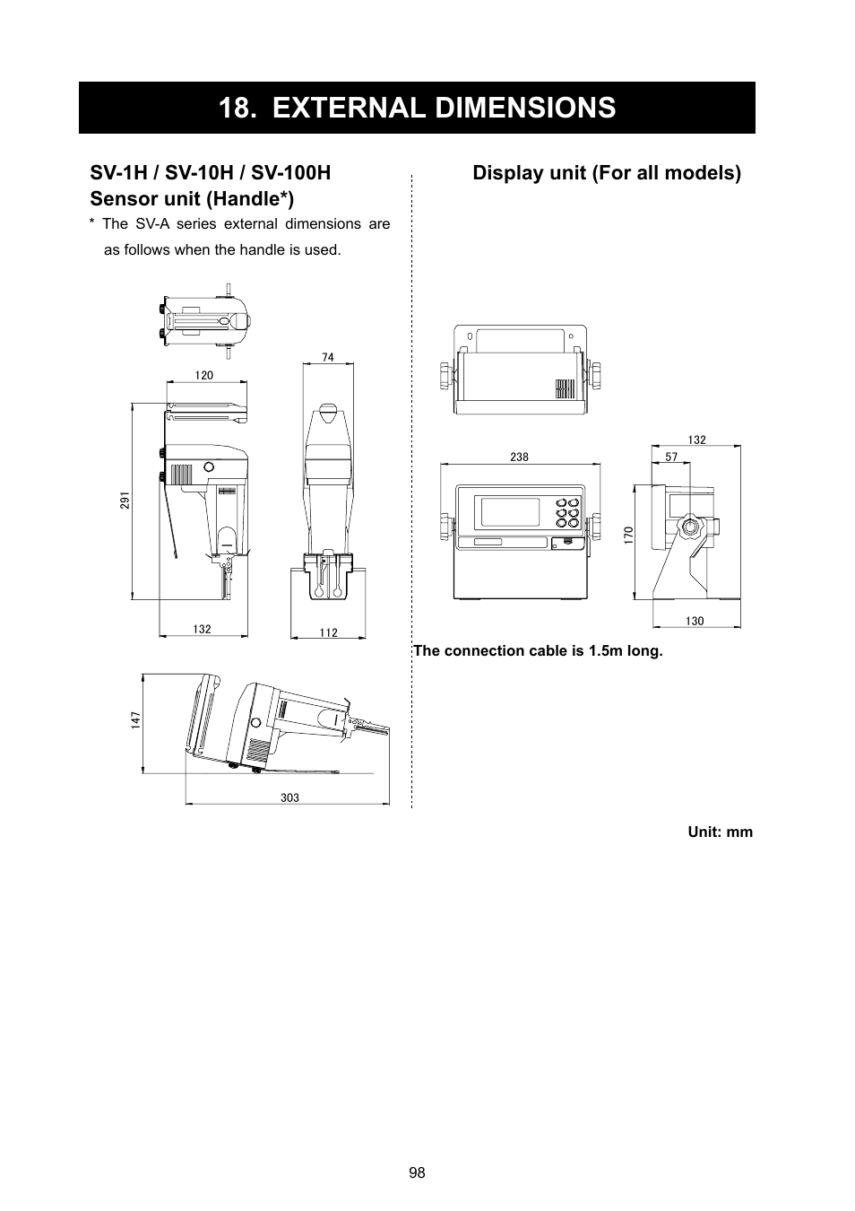 External dimensions | A&D Weighing SV-100H User Manual | Page 100 / 102