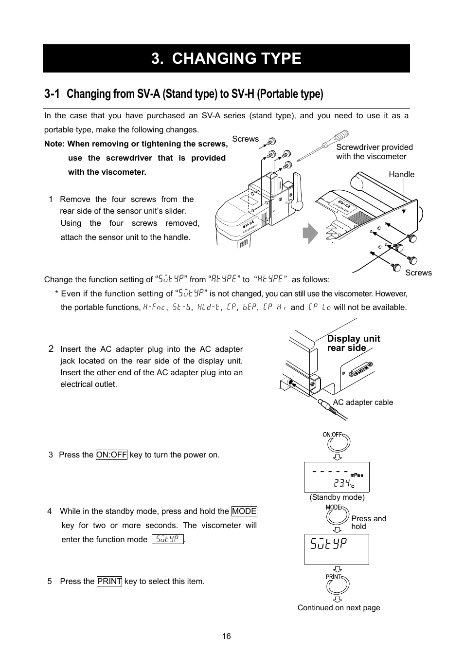 Changing type | A&D Weighing SV-100H User Manual | Page 18 / 102