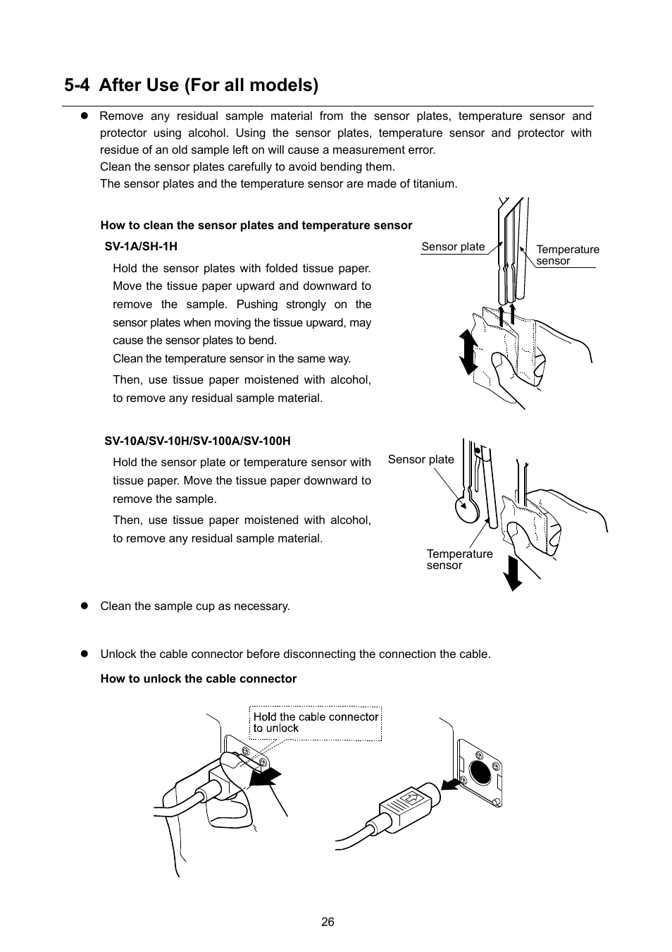 4 after use (for all models) | A&D Weighing SV-100H User Manual | Page 28 / 102