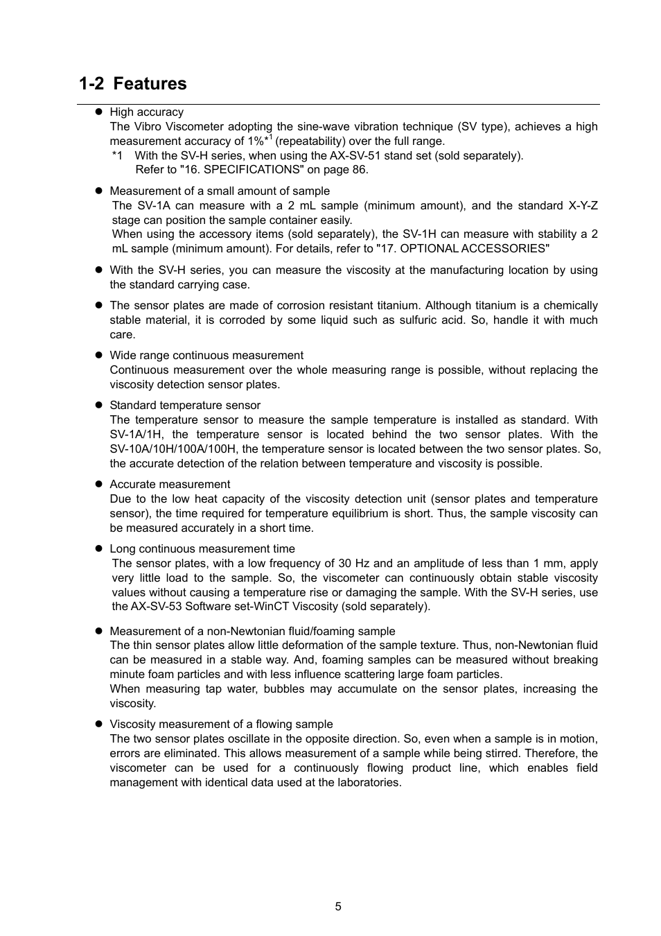 2 features | A&D Weighing SV-100H User Manual | Page 7 / 102